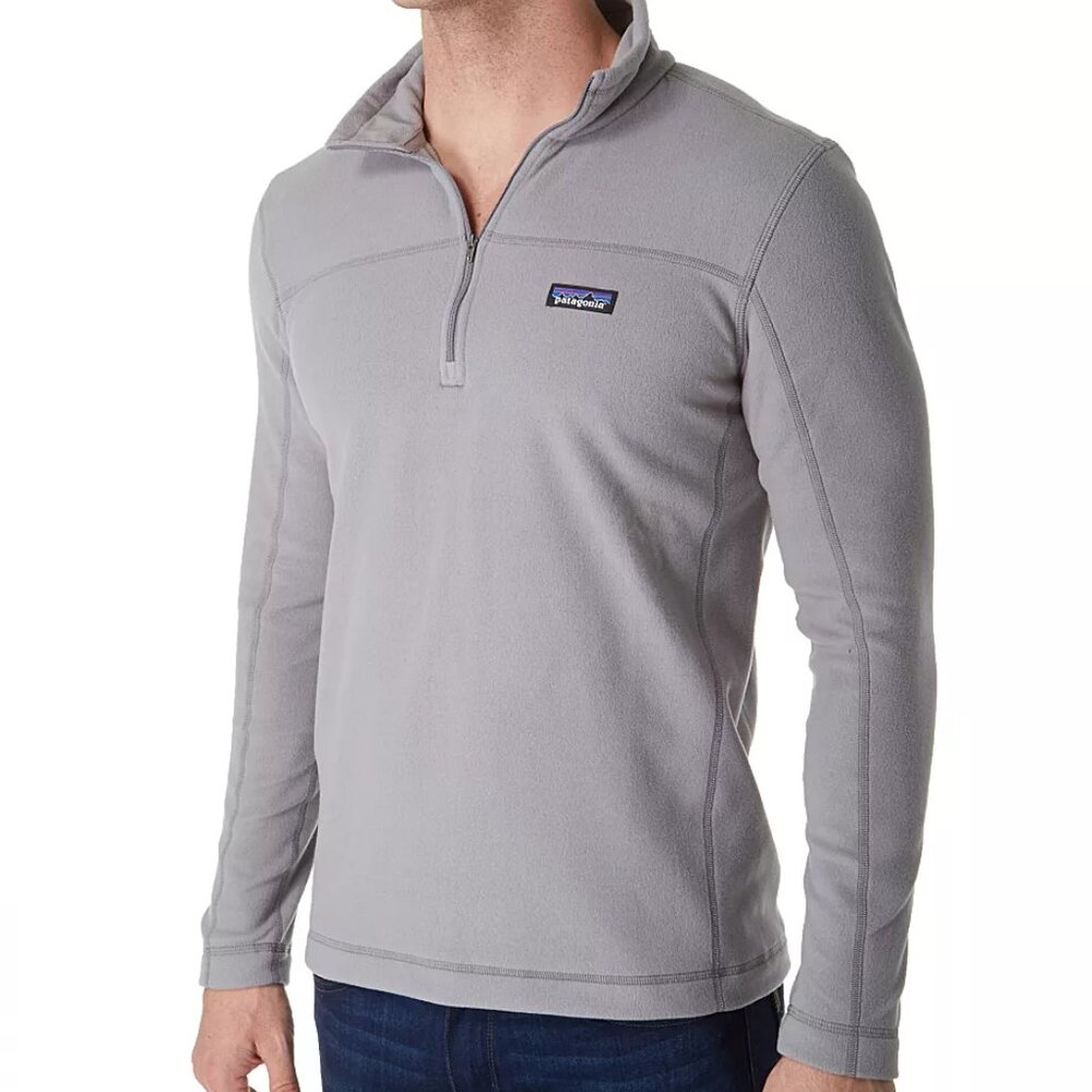 Patagonia Men's Gray Micro D 1/4 Zip Long Sleeve Pullover Fleece Sweater L